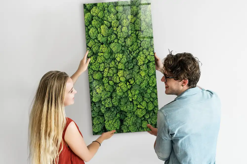 Tablă magnetică de perete cu model copaci de pădure