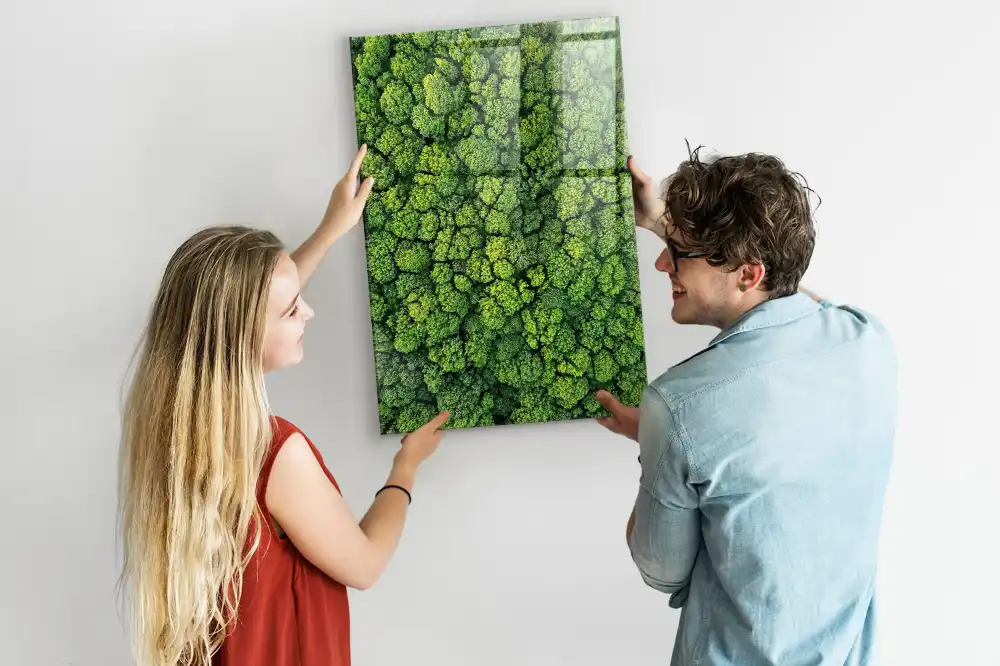 Tablă magnetică de perete cu model copaci de pădure
