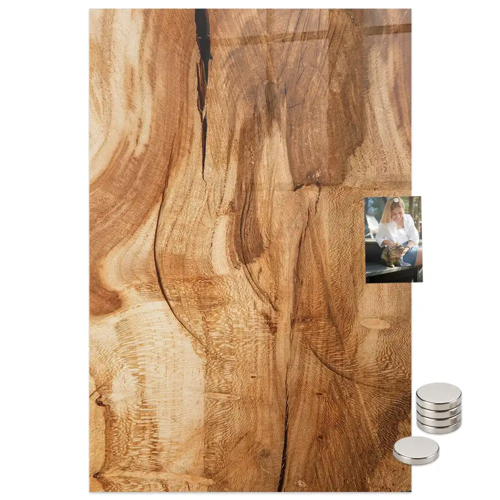 Tablă magnetică de perete din lemn natural