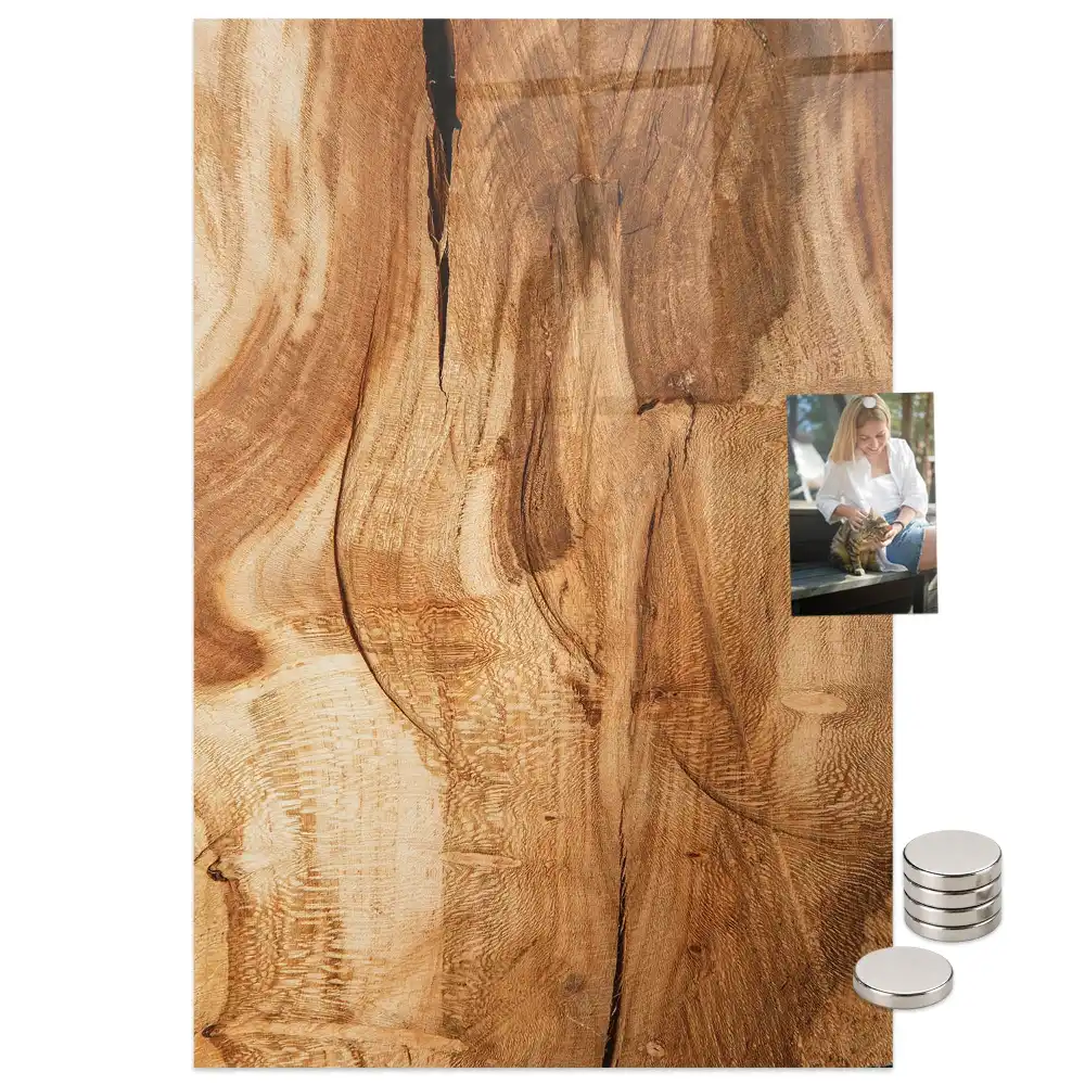 Tablă magnetică de perete din lemn natural
