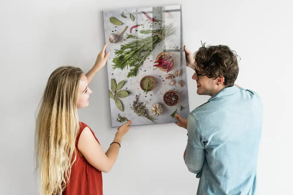 Tablă magnetică de perete cu model ierburi verzi