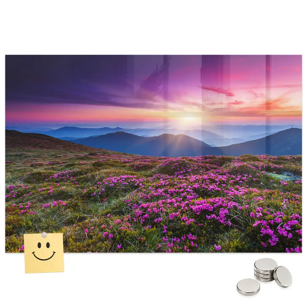 Tablă magnetică cu model flori la răsăritul soarelui