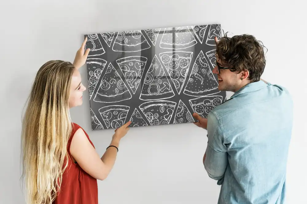 Tablă magnetică din sticlă cu ilustrație de pizza