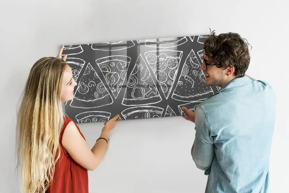 Tablă magnetică din sticlă cu ilustrație de pizza