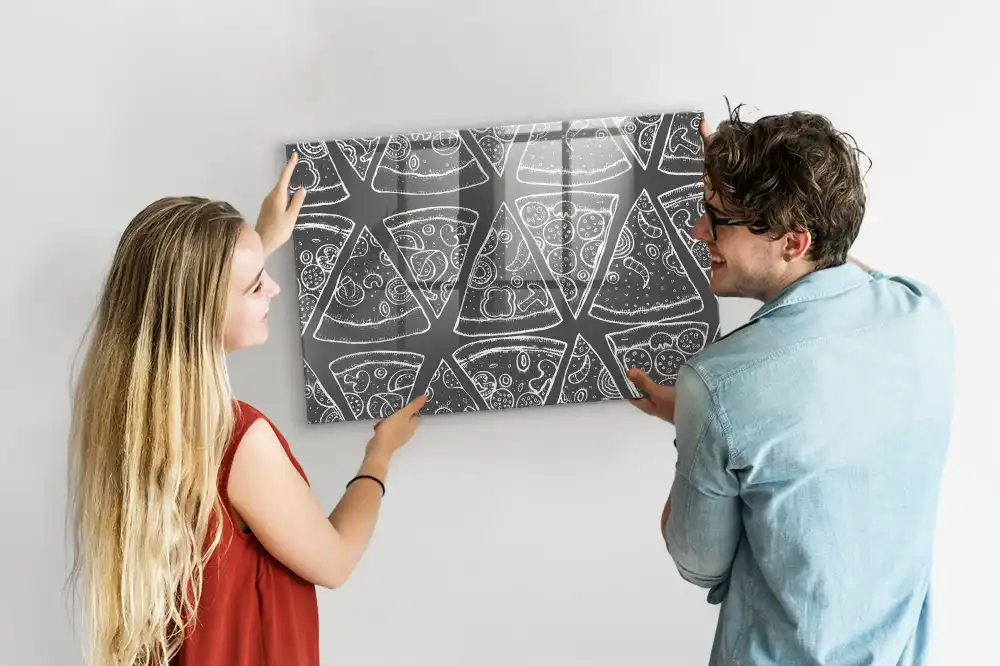 Tablă magnetică din sticlă cu ilustrație de pizza