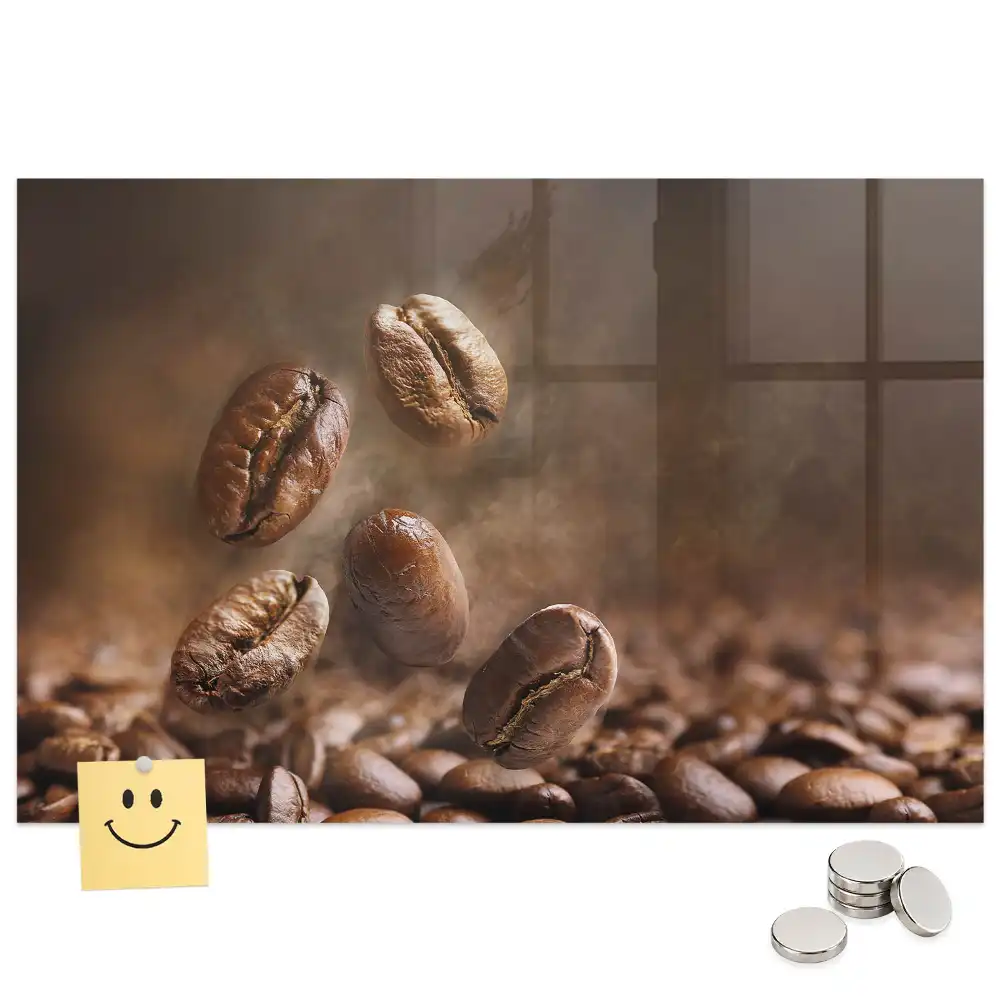 Tablă magnetică din sticlă cu model boabe de cafea