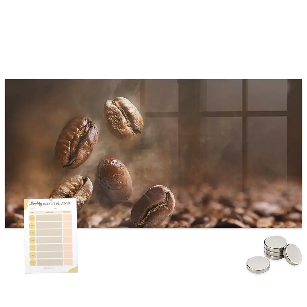Tablă magnetică din sticlă cu model boabe de cafea
