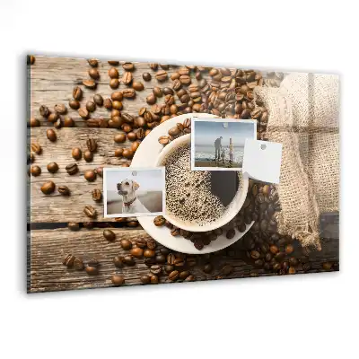 Tablă magnetică din sticlă cu model săculeț de iută cu cafea