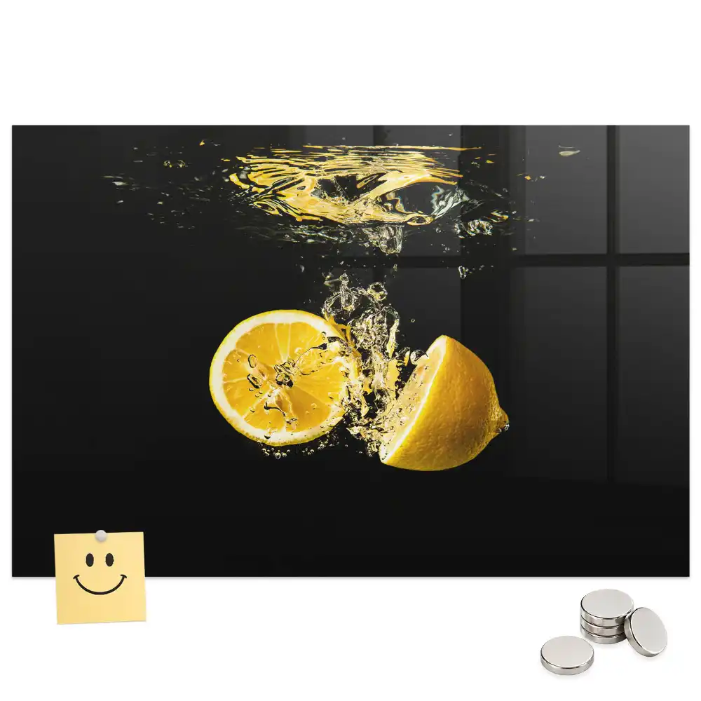 Tablă magnetică cu model de citrice galbene