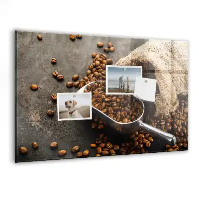 Tablă magnetică din sticlă cu design sac de iută cu cafea