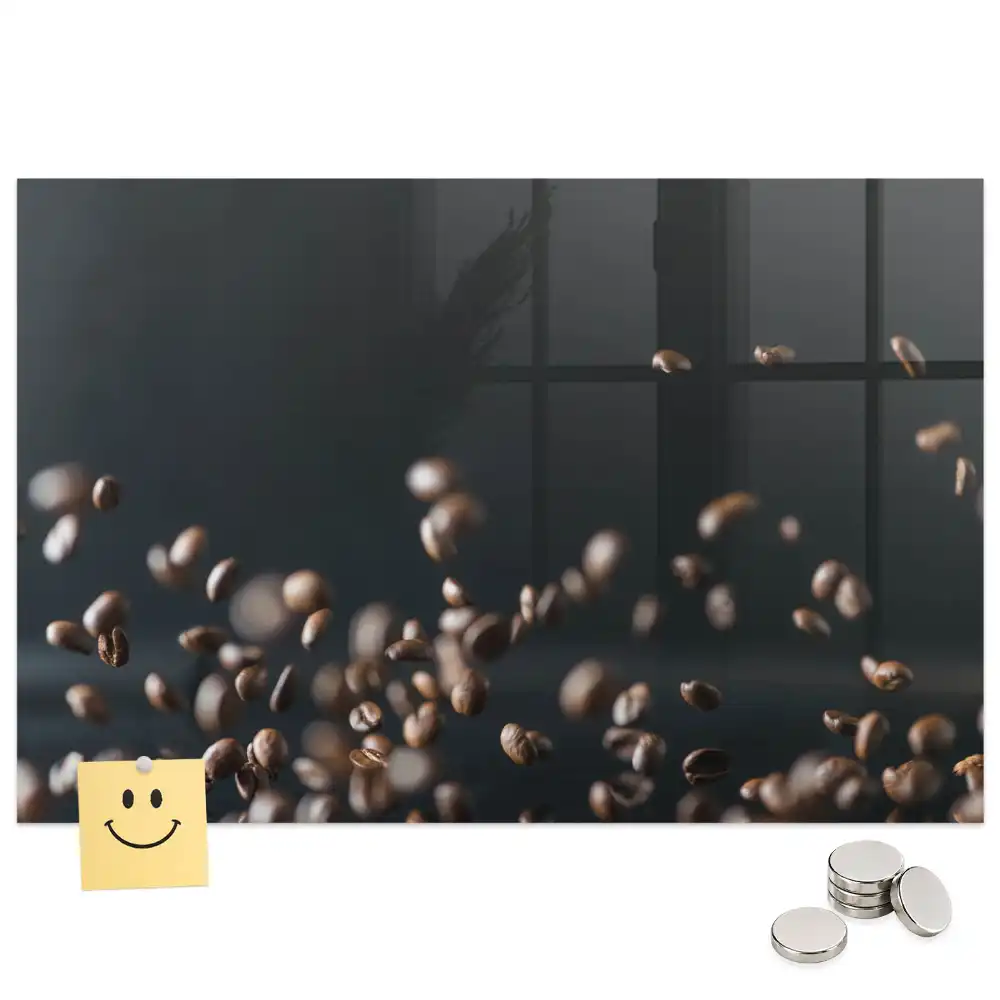 Tablă magnetică din sticlă cu model boabe de cafea