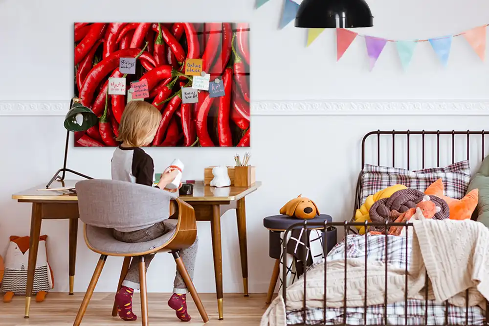 Tablă magnetică pentru magneți cu decor ardei iuți
