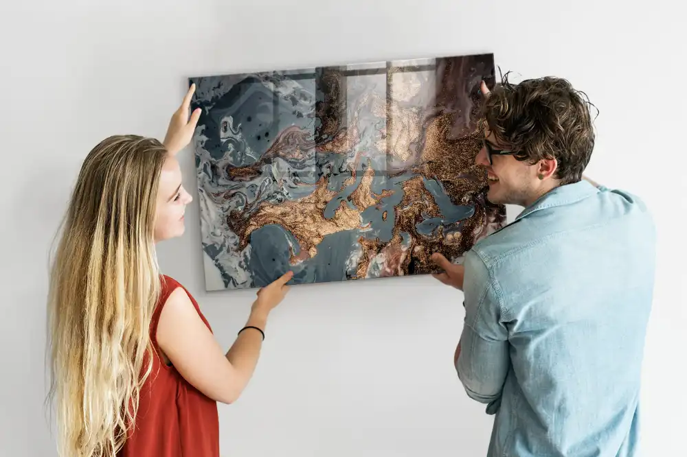 Tablă magnetică din sticlă cu aspect de piatră decorativă