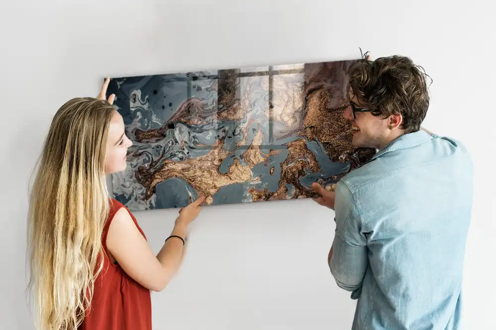Tablă magnetică din sticlă cu aspect de piatră decorativă