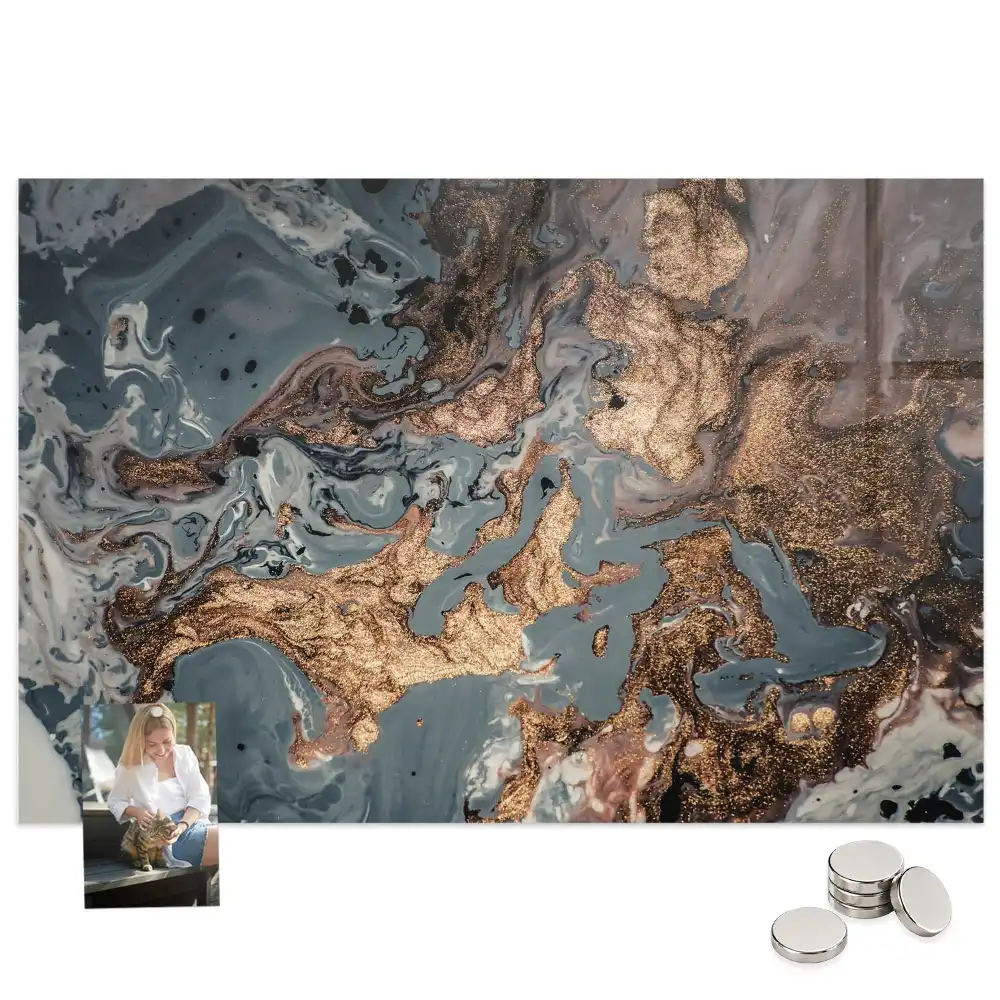 Tablă magnetică din sticlă cu aspect de piatră decorativă