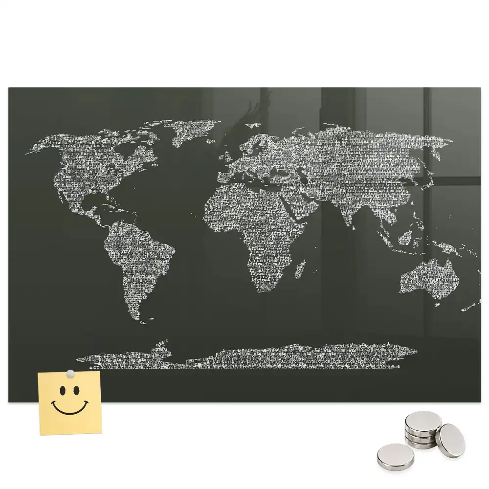 Tablă magnetică cu harta geografică a lumii