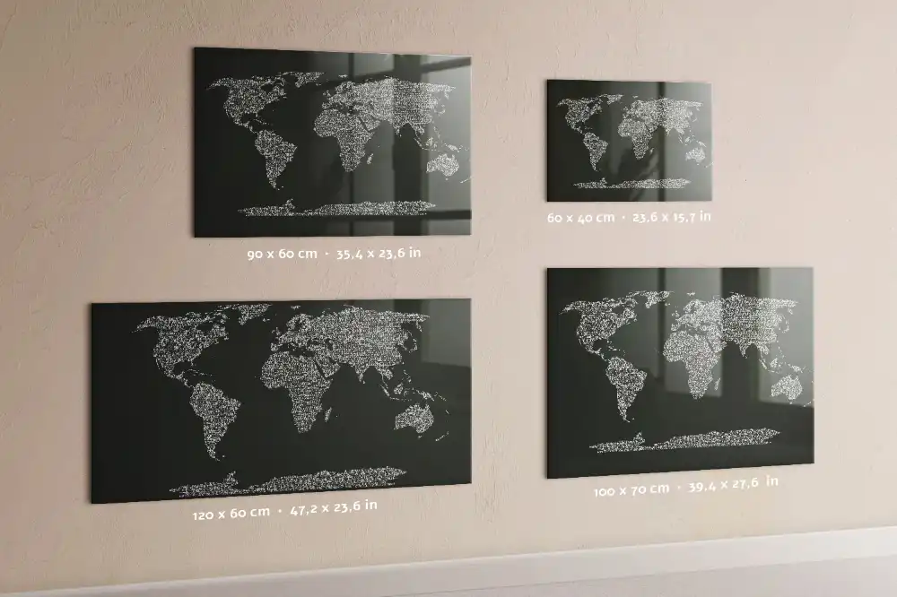 Tablă magnetică cu harta geografică a lumii
