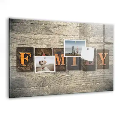 Tablă magnetică din sticlă cu inscripția Family