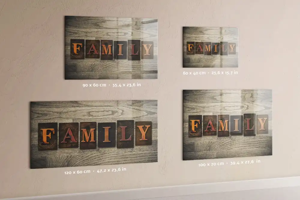 Tablă magnetică din sticlă cu inscripția Family