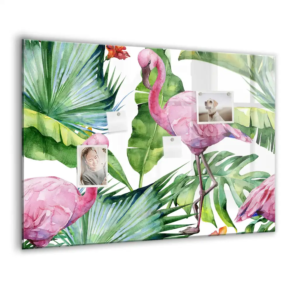 Tablă magnetică cu model natură și păsări flamingo