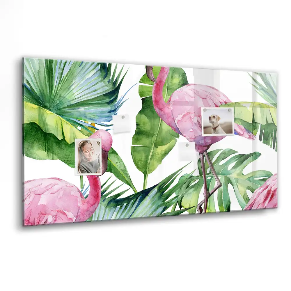 Tablă magnetică cu model natură și păsări flamingo