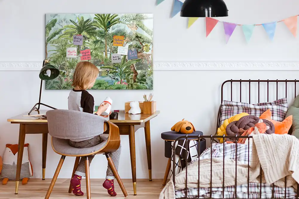 Tablă magnetică din sticlă cu design junglă tropicală