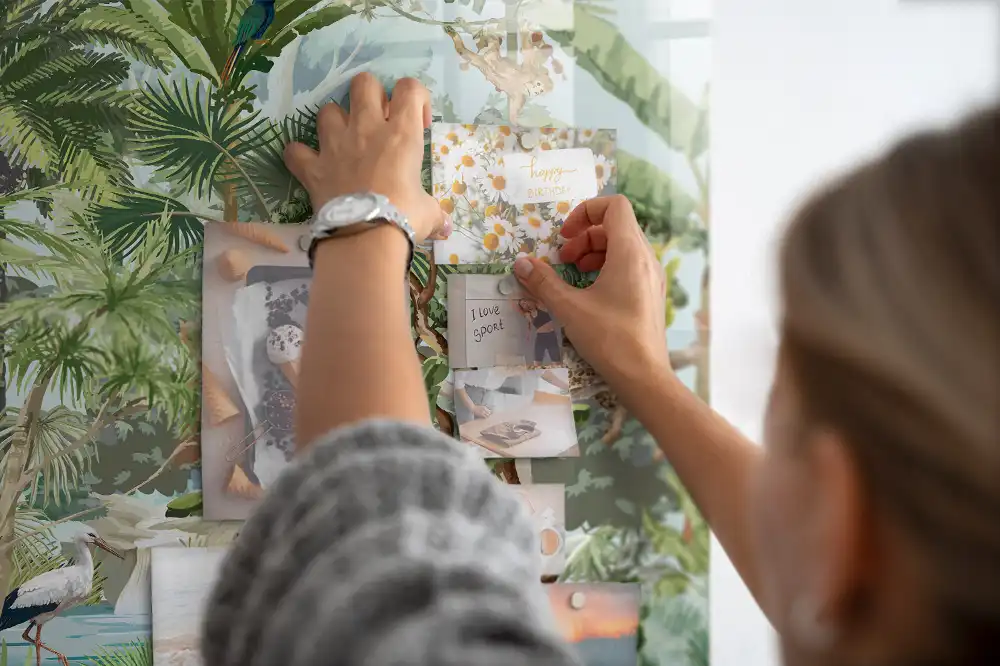 Tablă magnetică din sticlă cu design junglă tropicală