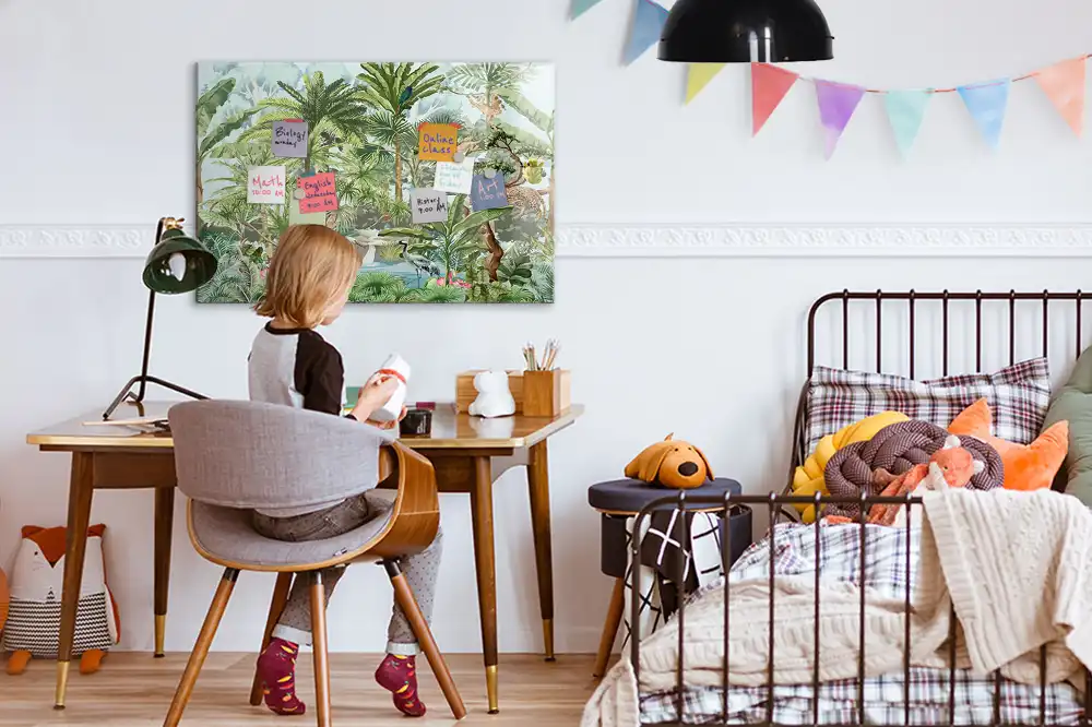 Tablă magnetică din sticlă cu design junglă tropicală