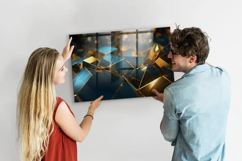 Tablă magnetică din sticlă cu design decorativ abstract