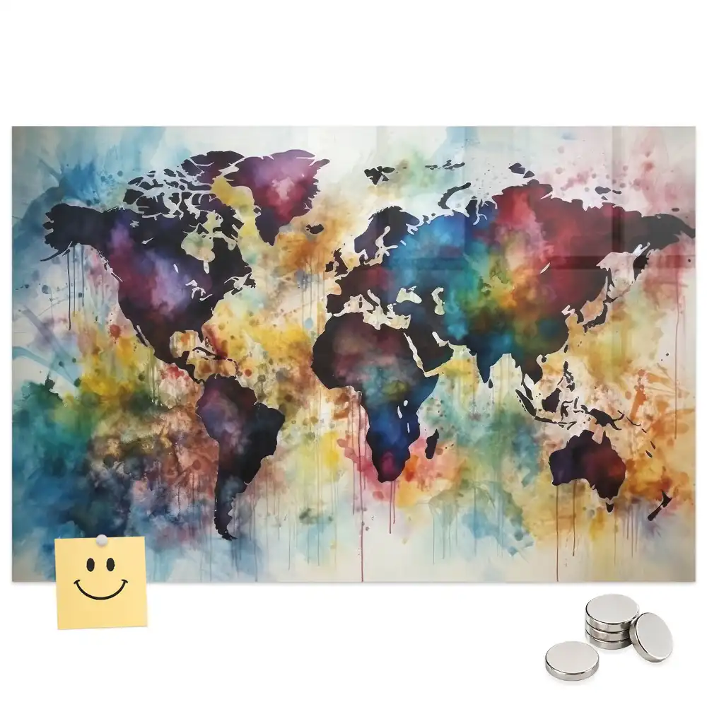 Tablă magnetică Atlas cu design acuarelă
