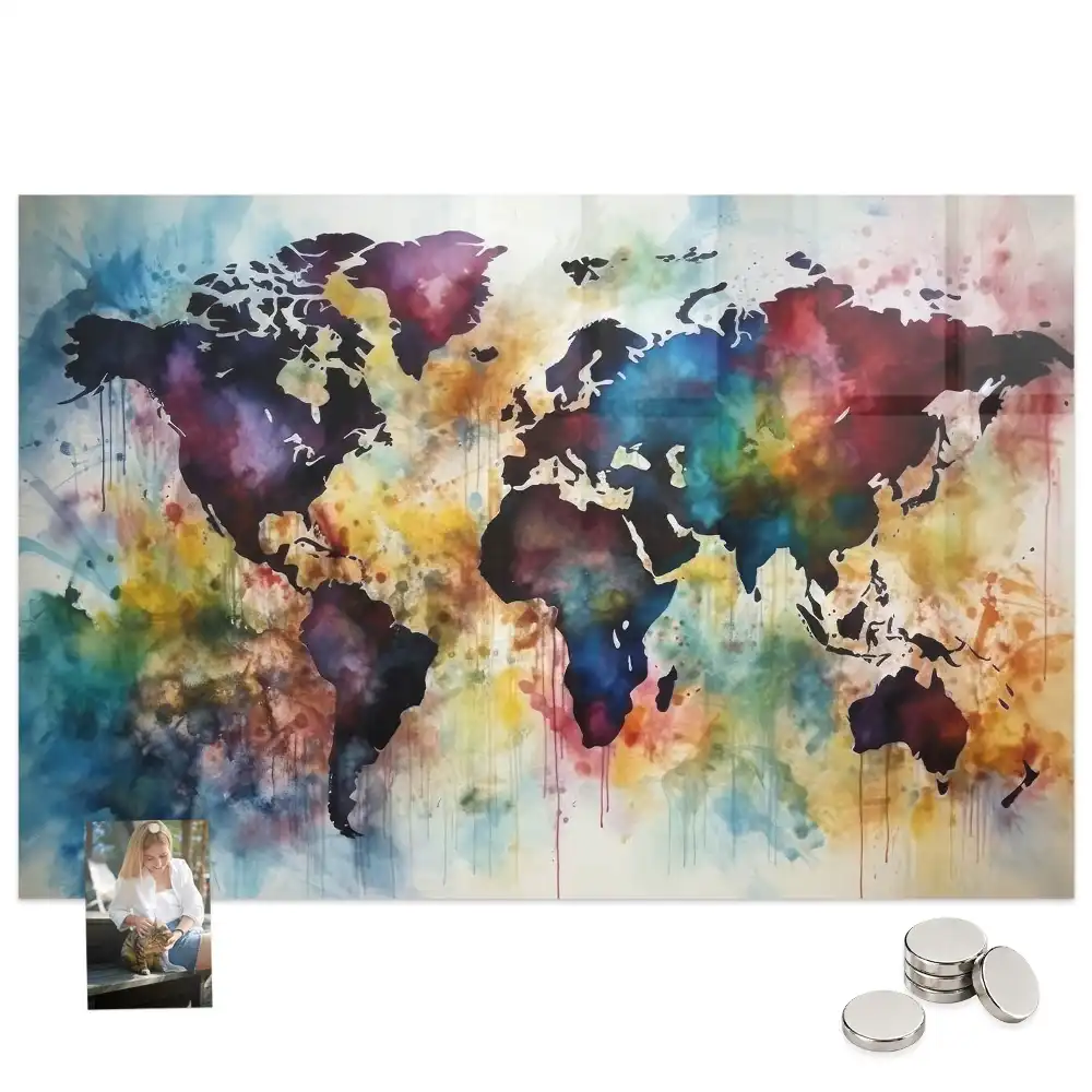 Tablă magnetică Atlas cu design acuarelă