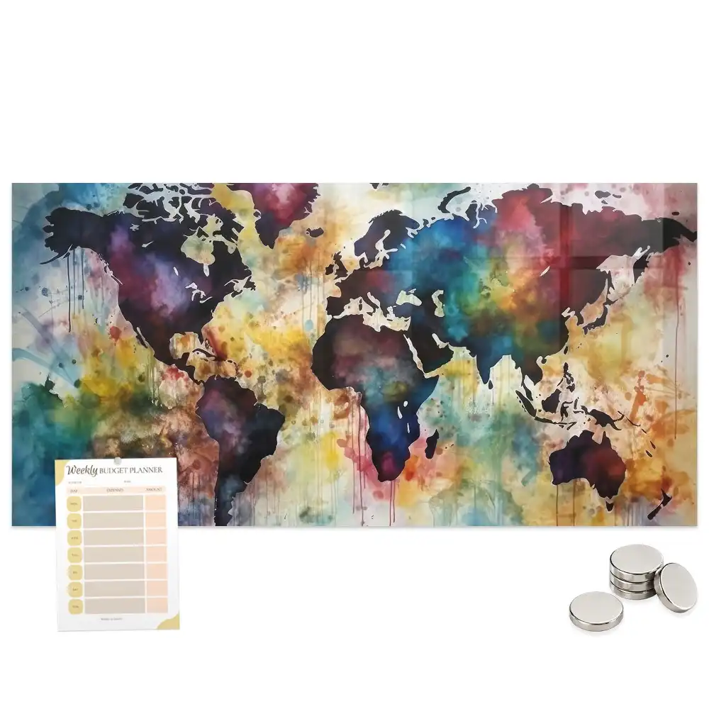 Tablă magnetică Atlas cu design acuarelă