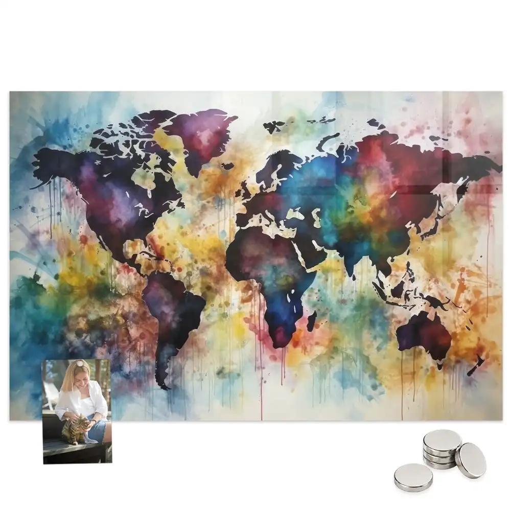 Tablă magnetică Atlas cu design acuarelă