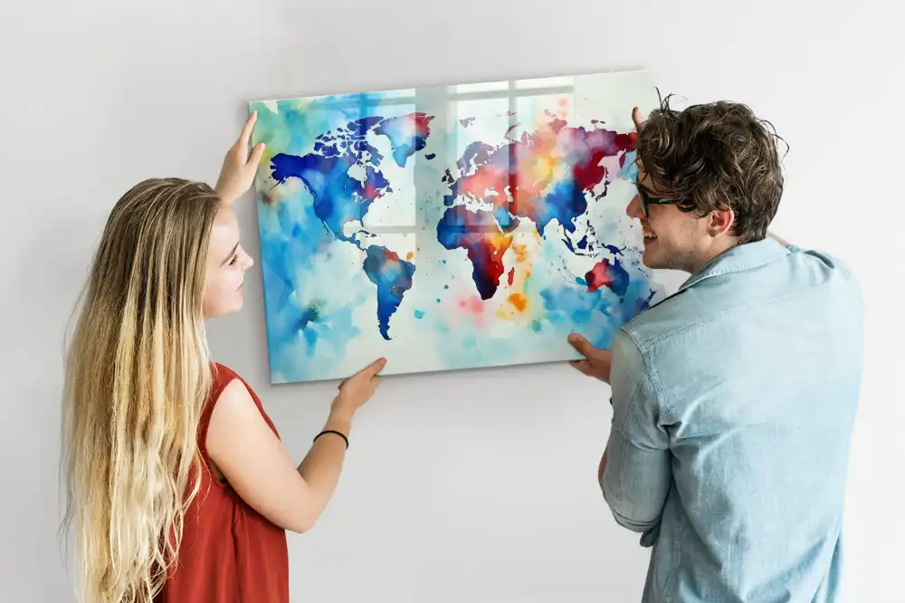Tablă magnetică cu atlas pictat