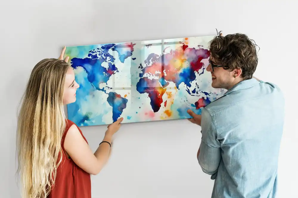 Tablă magnetică cu atlas pictat