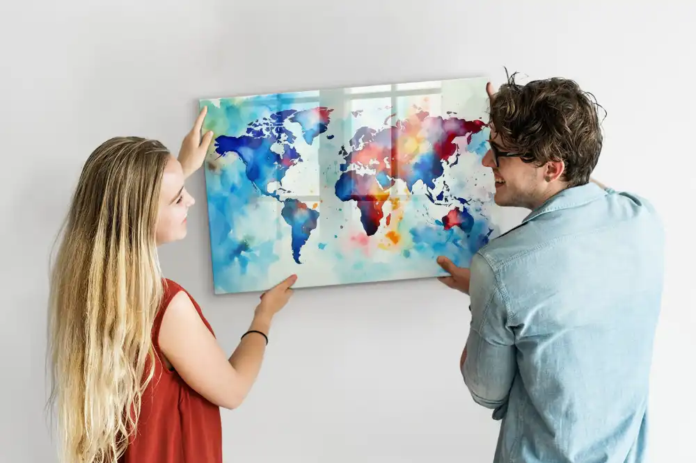 Tablă magnetică cu atlas pictat