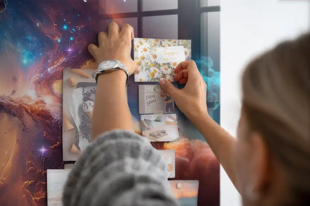 Tablă magnetică cu design universul cosmic