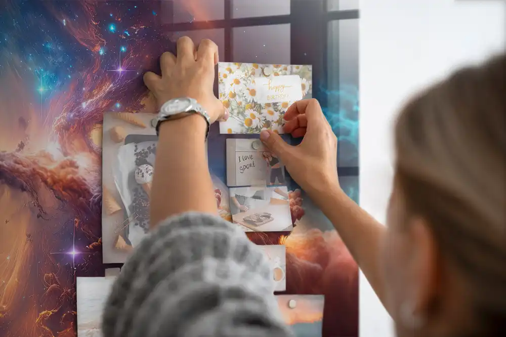 Tablă magnetică cu design universul cosmic