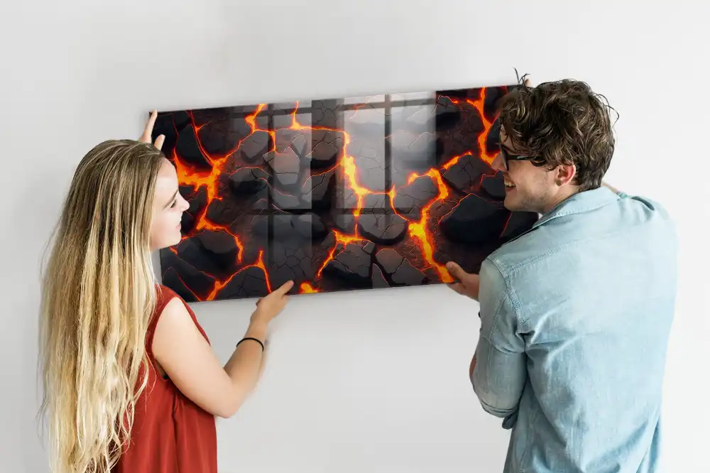 Tablă magnetică din sticlă cu design magmă lichidă