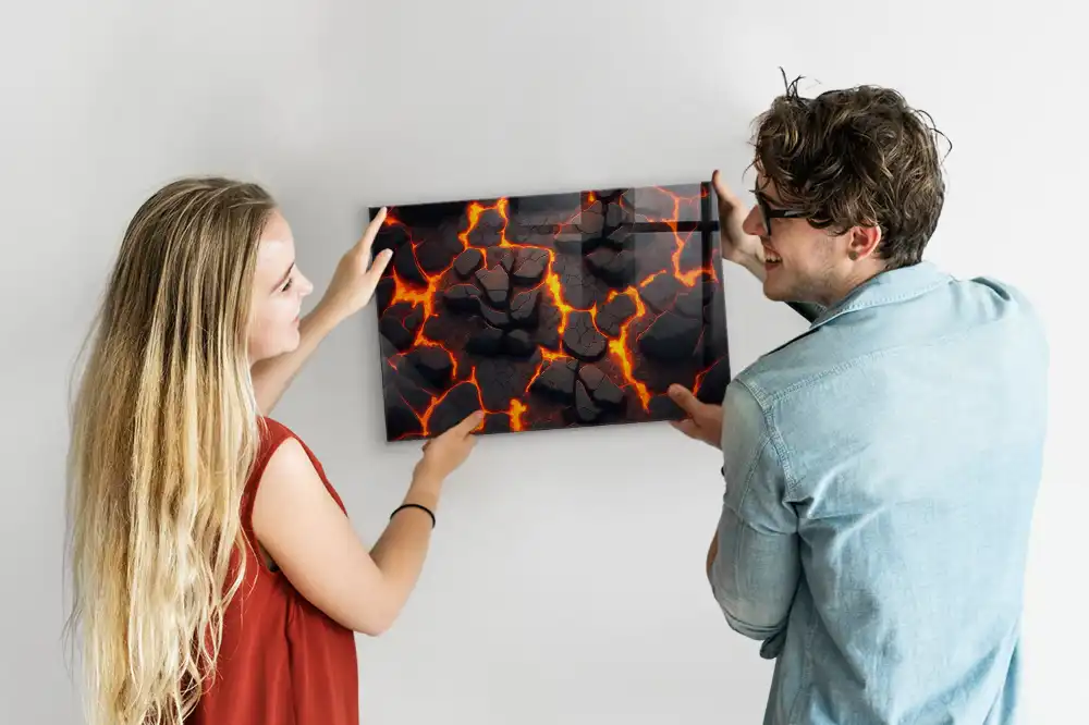 Tablă magnetică din sticlă cu design magmă lichidă