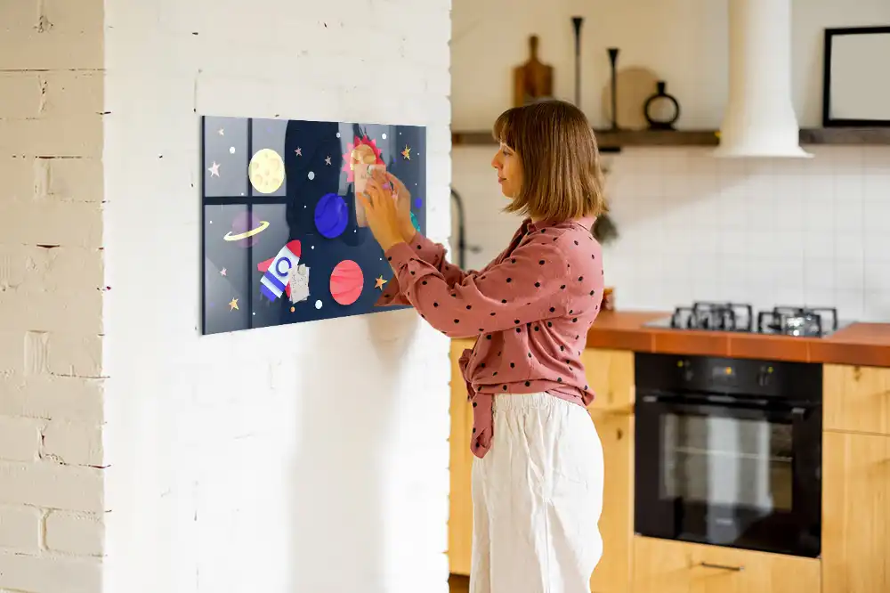 Tablă magnetică din sticlă pentru copii Cosmos