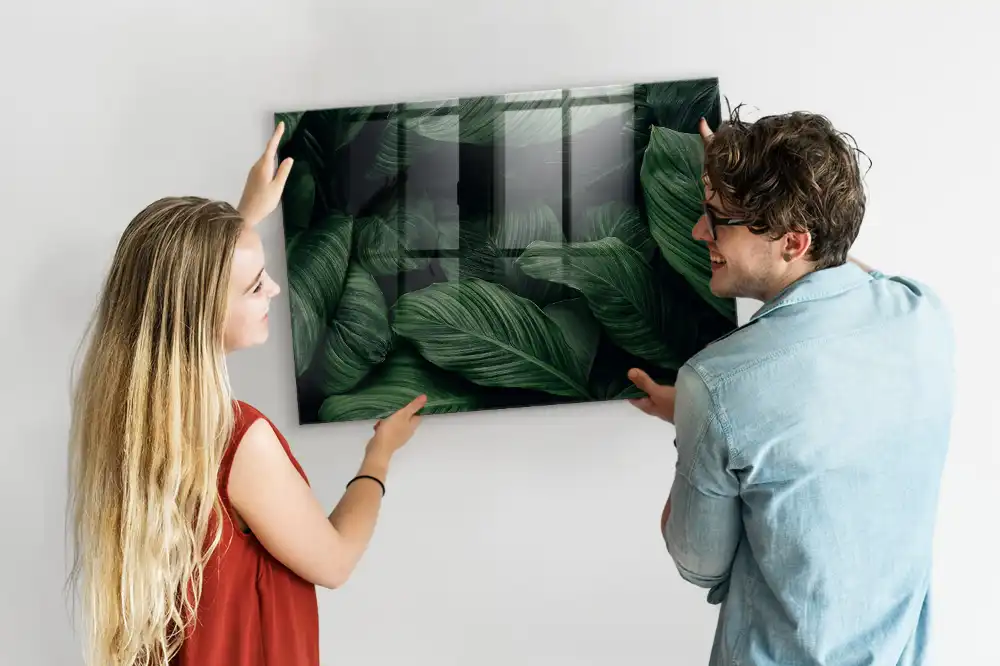 Tablă magnetică din sticlă cu model Monstera Exotică