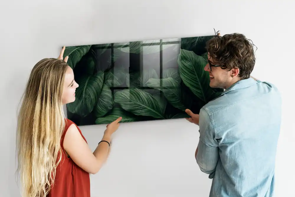 Tablă magnetică din sticlă cu model Monstera Exotică