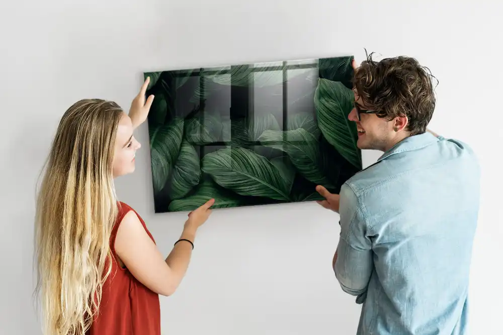 Tablă magnetică din sticlă cu model Monstera Exotică