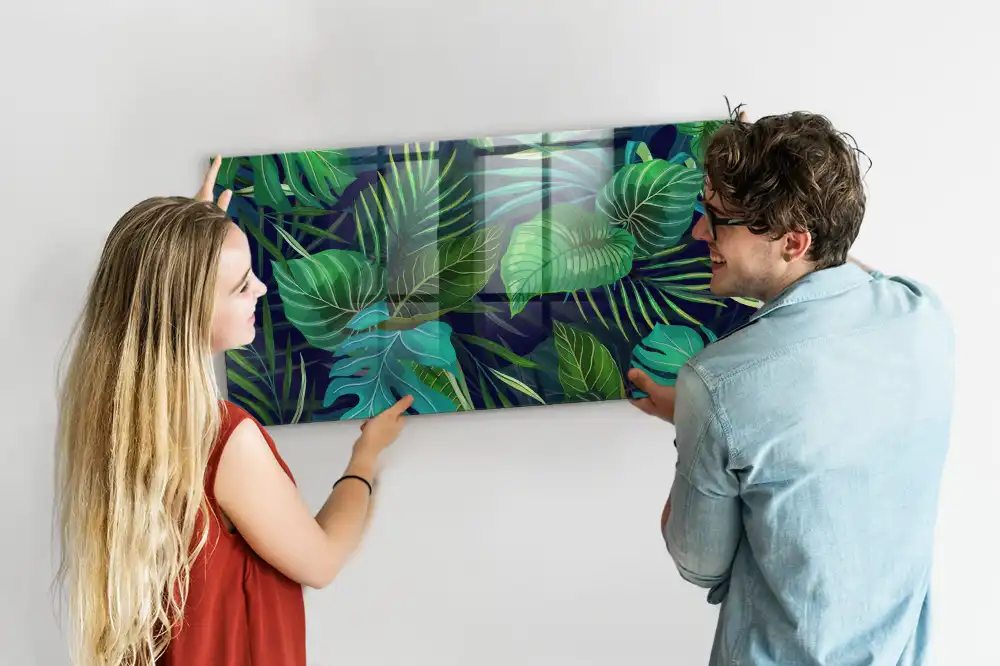 Tablă magnetică cu model de floră tropicală