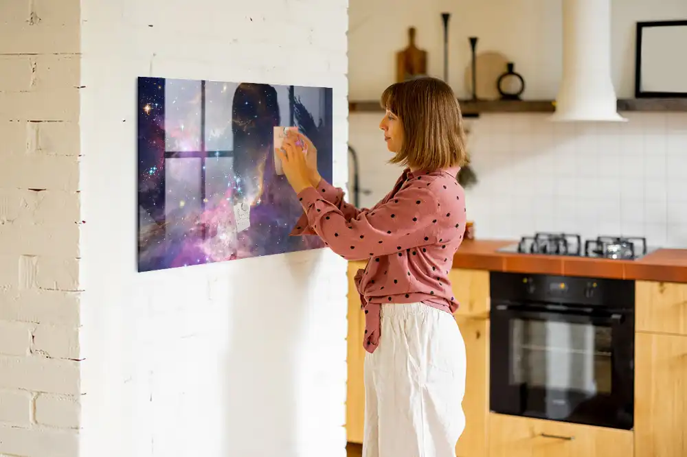 Tablă magnetică din sticlă cu model univers cosmic