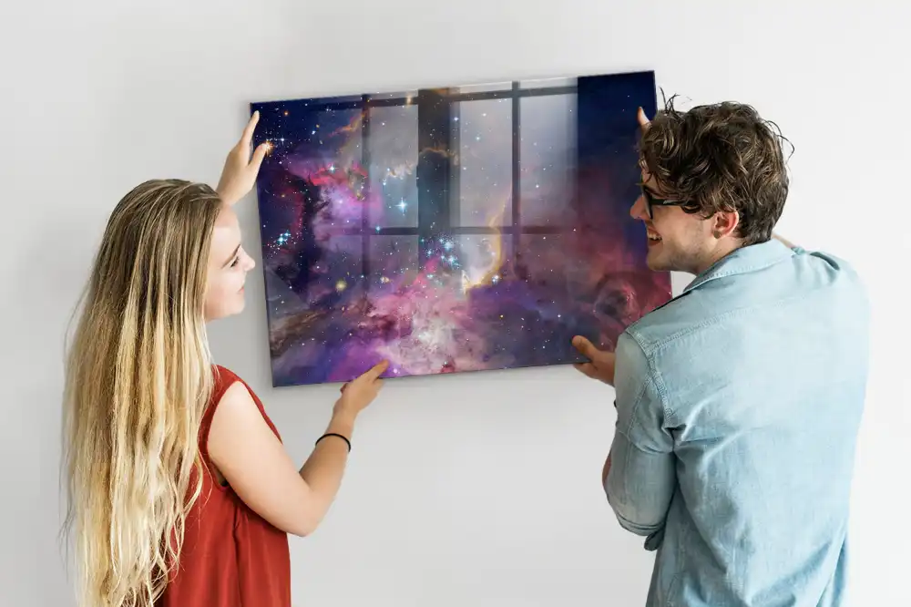 Tablă magnetică din sticlă cu model univers cosmic