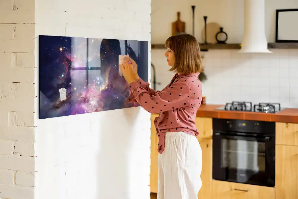 Tablă magnetică din sticlă cu model univers cosmic