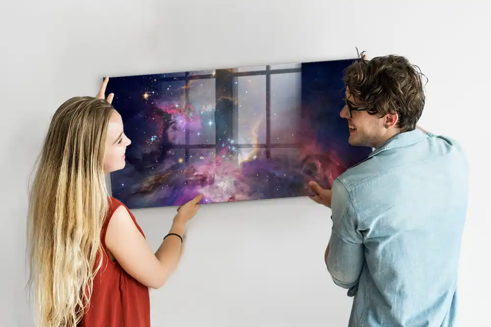 Tablă magnetică din sticlă cu model univers cosmic