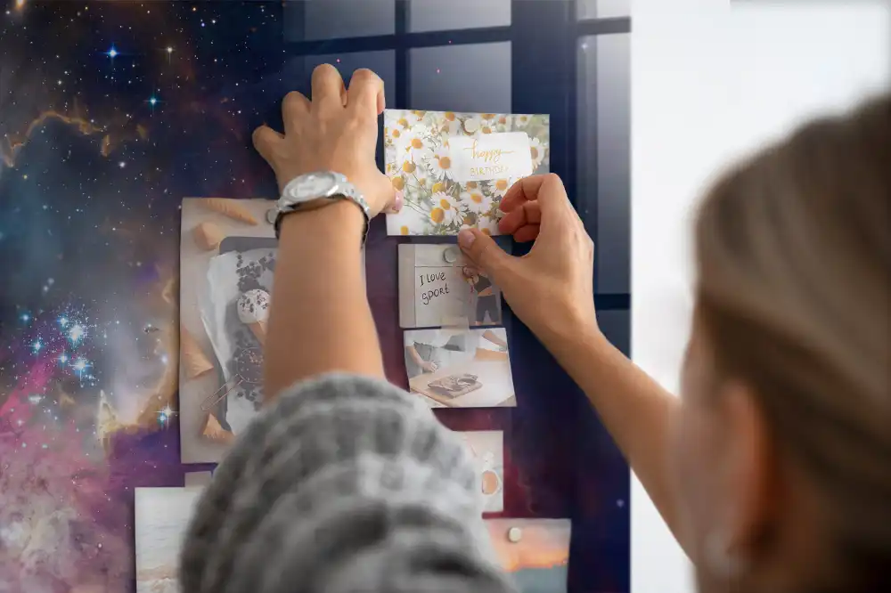 Tablă magnetică din sticlă cu model univers cosmic